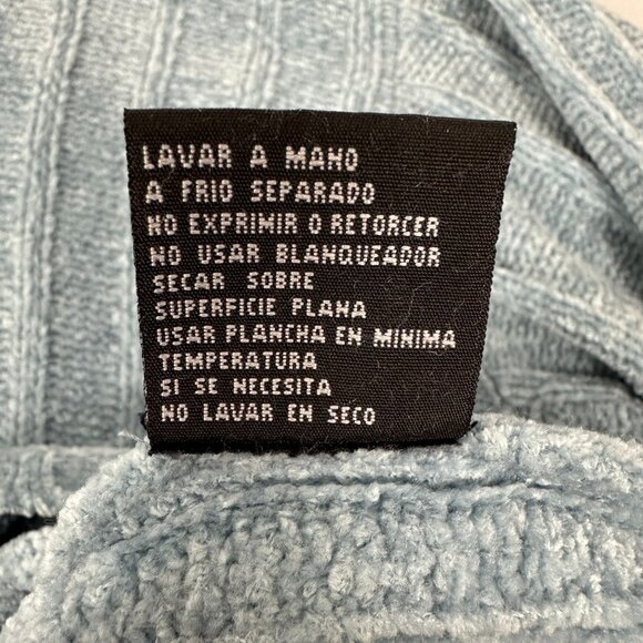 Erika Womens Cable Knit Mock Neck Sweater Size 1X Long Sleeve Soft Blue Pullover - Picture 9 of 9